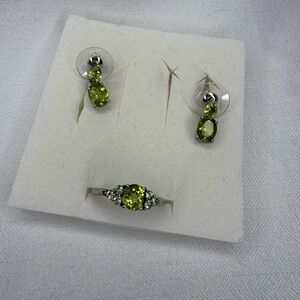 Peridot & 925 Sterling Silver Ring + Earring Set